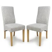 Basey Light Grey Fabric Dining Chairs With Oak Legs In Pair