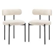 Arras Vanilla Polyester Fabric Dining Chairs In Pair