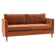 Girona Fabric 3 Seater Sofa With Oak Legs In Rust