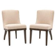 Kigali Taupe Fabric Dining Chairs With Oak Legs In Pair