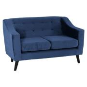 Arabella Velvet Fabric 2 Seater Sofa In Blue