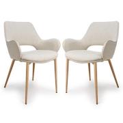 Sanremo Natural Fabric Dining Chairs In Pair