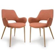 Sanremo Brick Fabric Dining Chairs In Pair