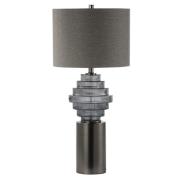 Glasgow Grey Linen Shade Table Lamp With Smoked Glass Base