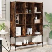 Edisto Wooden Bookcase With 9 Shelves In Smoked Oak