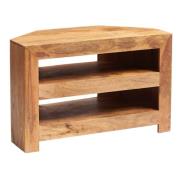 Tivat Mango Wood Open TV Stand Corner In Light Mahogany