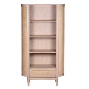 Varese Cane And Mango Wood Bookcase 3 Shelves 1 Drawer In Oak