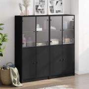 Avila Wooden Bookcase With Doors In Black