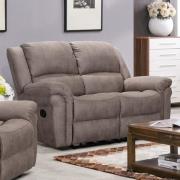 Girona Manual Recliner Fabric 2 Seater Sofa In Taupe