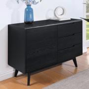 Cairo Wooden Sideboard With 1 Door 3 Drawers In Black