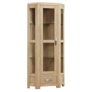 Tyler Wooden High Display Cabinet Corner In Washed Oak