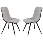 Chieti Grey Fabric Dining Chairs With Grey Legs In Pair