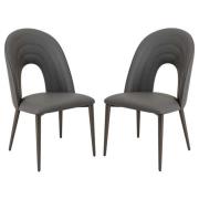 Sanur Dark Grey Faux Leather Dining Chairs In Pair