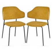 Benson Mustard Fabric Dining Chairs With Black Frame In Pair