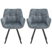 Jordan Stone Blue Fabric Dining Chairs With Metal Frame In Pair