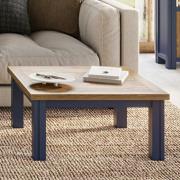 Savona Wooden Coffee Table Square In Oak And Blue