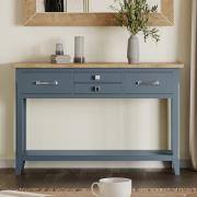 Sanford Wooden Console Table With 4 Drawers In Blue