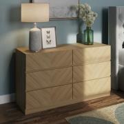 Ciana Wooden Chest Of 6 Drawers In Euro Oak