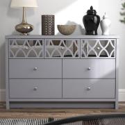 Asmara Mirrored Wooden Chest Of 7 Drawers In Cool Grey