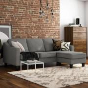 Brooks Linen Fabric Sectional 3 Seater Sofa In Grey