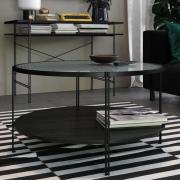 Warren Glass Coffee Table Round In Black Oak