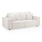 Mack Fabric 3 Seater Sofa In Cream With Black Wooden Feets