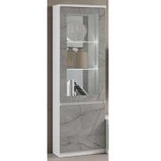 Regal Gloss Display Cabinet 1 Door In White Marble Effect LED