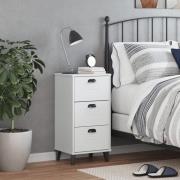 Hove Wooden Bedside Cabinet With 3 Drawer In White