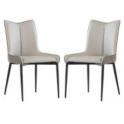 Newark Grey And Light Grey Faux Leather Dining Chairs In Pair