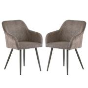 Glen Grey Corduroy Velvet Dining Chairs In Pair