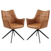 Vernon Tan Faux Leather Dining Armchairs In Pair