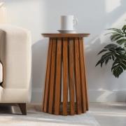 Salina Mango Wood Round Side Table In Walnut