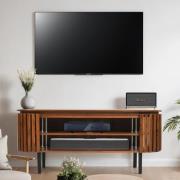 Salina Mango Wood TV Stand With Shelf In Walnut