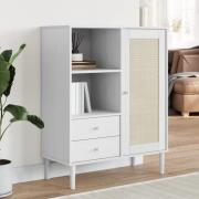 Fenland Wooden Highboard With 1 Door 2 Drawers In White