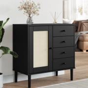 Fenland Wooden Sideboard With 1 Door 4 Drawers In Black