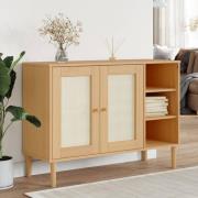 Fenland Wooden Sideboard With 2 Doors 3 Shelves In Brown