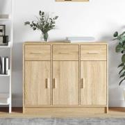 Exeter Wooden Sideboard With 3 Doors 3 Drawers In Sonoma Oak