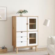 Harrow Wooden Highboard With 3 Doors 3 Drawers In White Brown