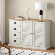 Vidor Wooden Sideboard With 2 Doors 4 Drawers In White Brown