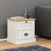 Vidor Wooden Bedside Cabinet With 2 Drawer In White Brown