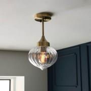 Addington Glass Shade Semi Flush Ceiling Light In Antique Brass