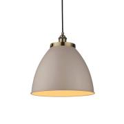 Franklin Rolled Shade Pendant Light In Taupe And Antique Brass