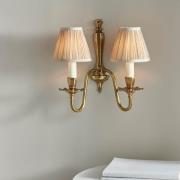 Asquith Twin Beige Fabric Shade Wall Light In Brass