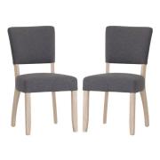 Celina Grey Fabric Dining Chairs With Wooden Frame In Pair