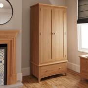 Gilford Wooden Wardrobe With 2 Doors 1 Drawer In Light Oak