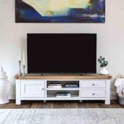 Celina Wooden TV Stand With 1 Door 2 Drawers In Oak And White