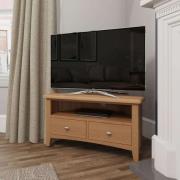 Gilford Wooden TV Stand Corner With 2 Drawers In Light Oak