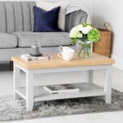 Elkin Wooden Coffee Table With Undershelf In Oak And Grey