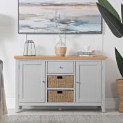 Elkin Wooden Sideboard With 2 Doors In Oak And Grey