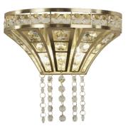 Gemma 2 Light Clear Crystal Wall Light In Satin Brass